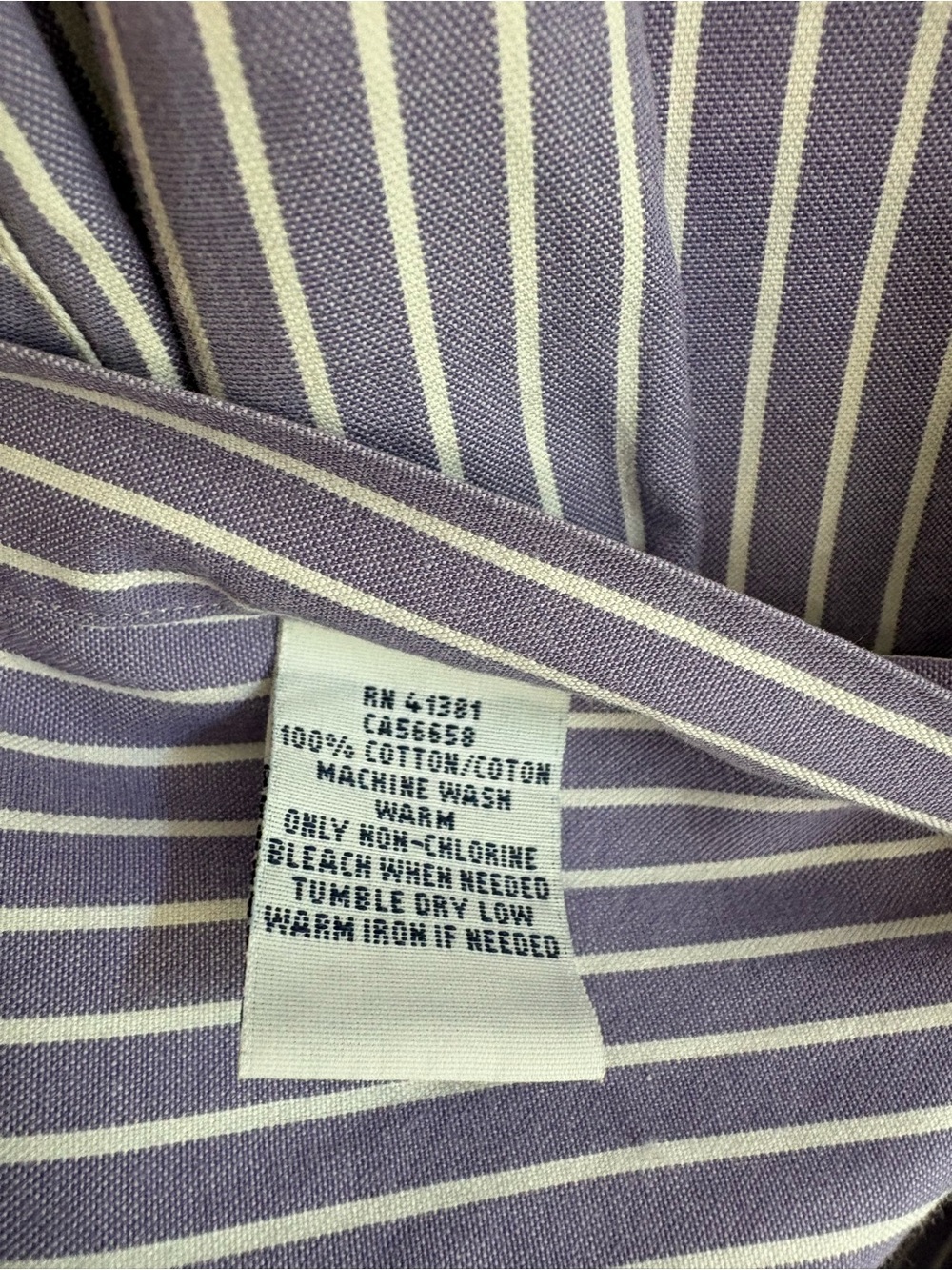 Ralph Lauren Cotton Classic Striped Button-Down Shirt - Purple/White Sz 17 1/2 - Picture 4 of 7